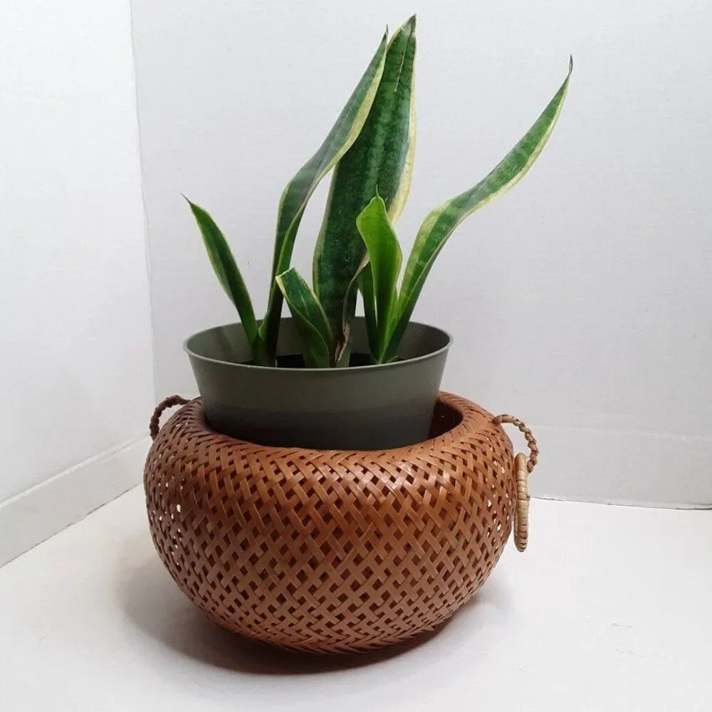 Bohemian Vintage Circle Woven Boho Basket/ Plant Stand